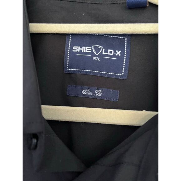 Shield-X Flex Men's Size Large Standard Fit Black Long Sleeve Button Down Shirt - Picture 3 of 8
